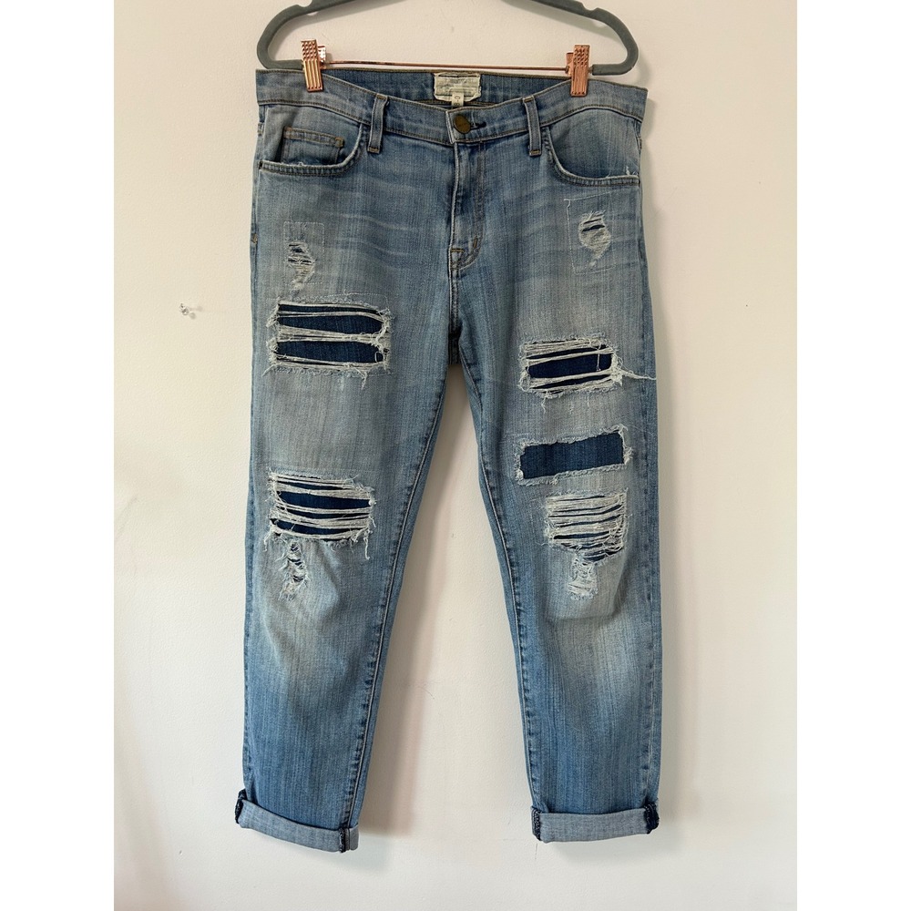 Current/Elliott The Fling LA Repair Women 28 Blue Distressed Grunge Jeans